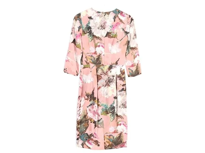 Vestido largo hasta la rodilla con estampado de flores pintadas de Dolce & Gabbana en poliéster multicolor 