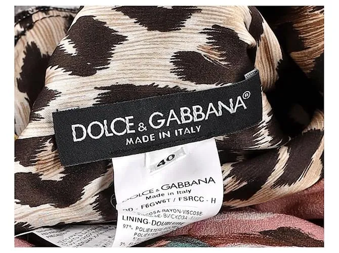 Vestido largo hasta la rodilla con estampado de flores pintadas de Dolce & Gabbana en poliéster multicolor 