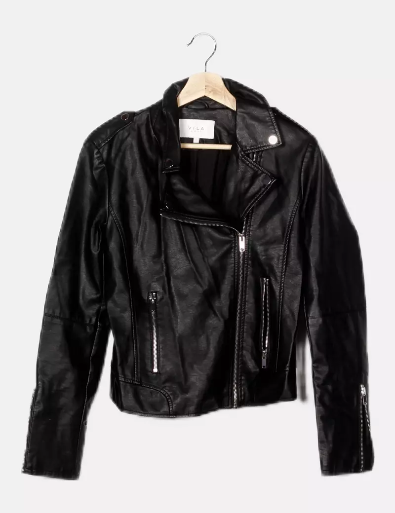 VILA Chaqueta biker negra