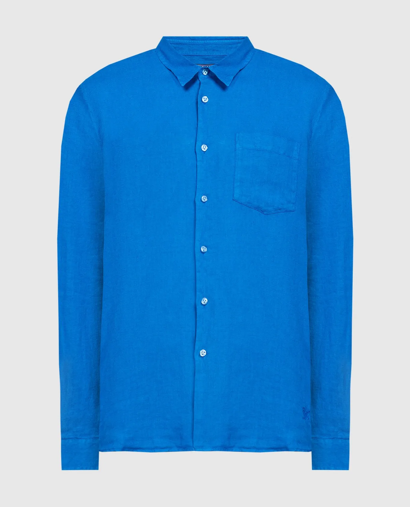 Vilebrequin Blue linen shirt with logo