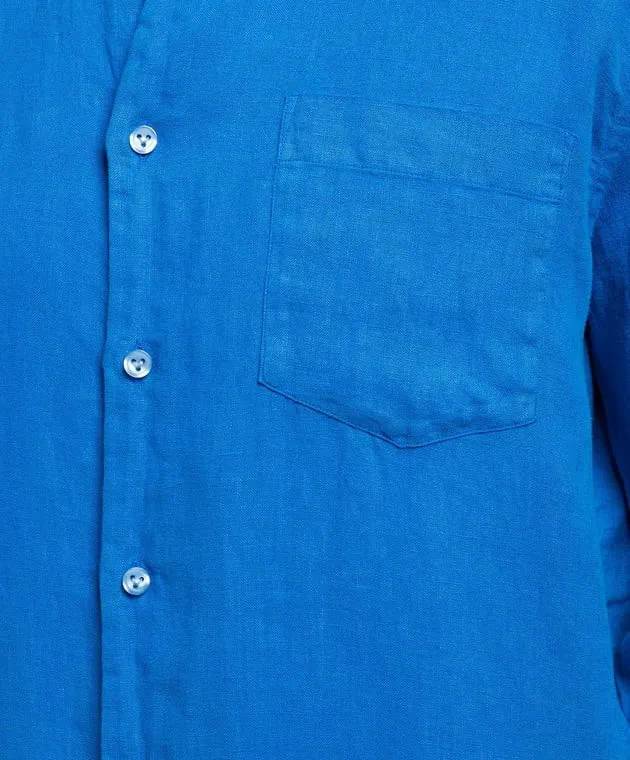 Vilebrequin Blue linen shirt with logo