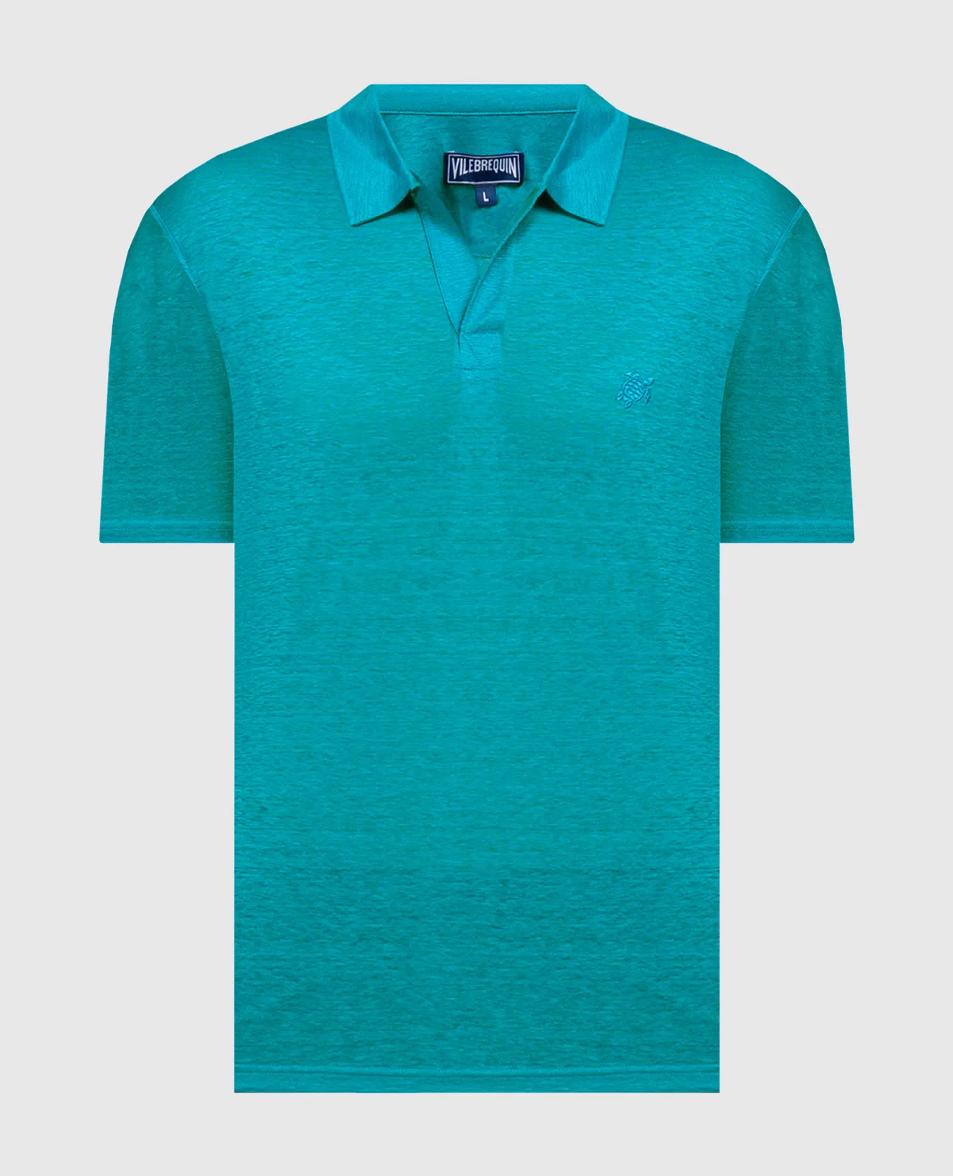 VILEBREQUIN GREEN LINEN TSHIRT WITH LOGO EMBROIDERY