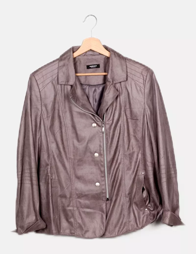 Walbusch Chaqueta biker gris texturizada
