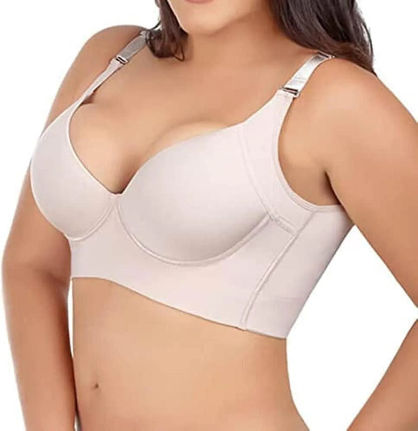 WOMEN PUSH UP DEEP CUP BRA HIDE BACK FAT BRA, WITH BUILTIN FULL BACK COVERAGE BRAS FOR