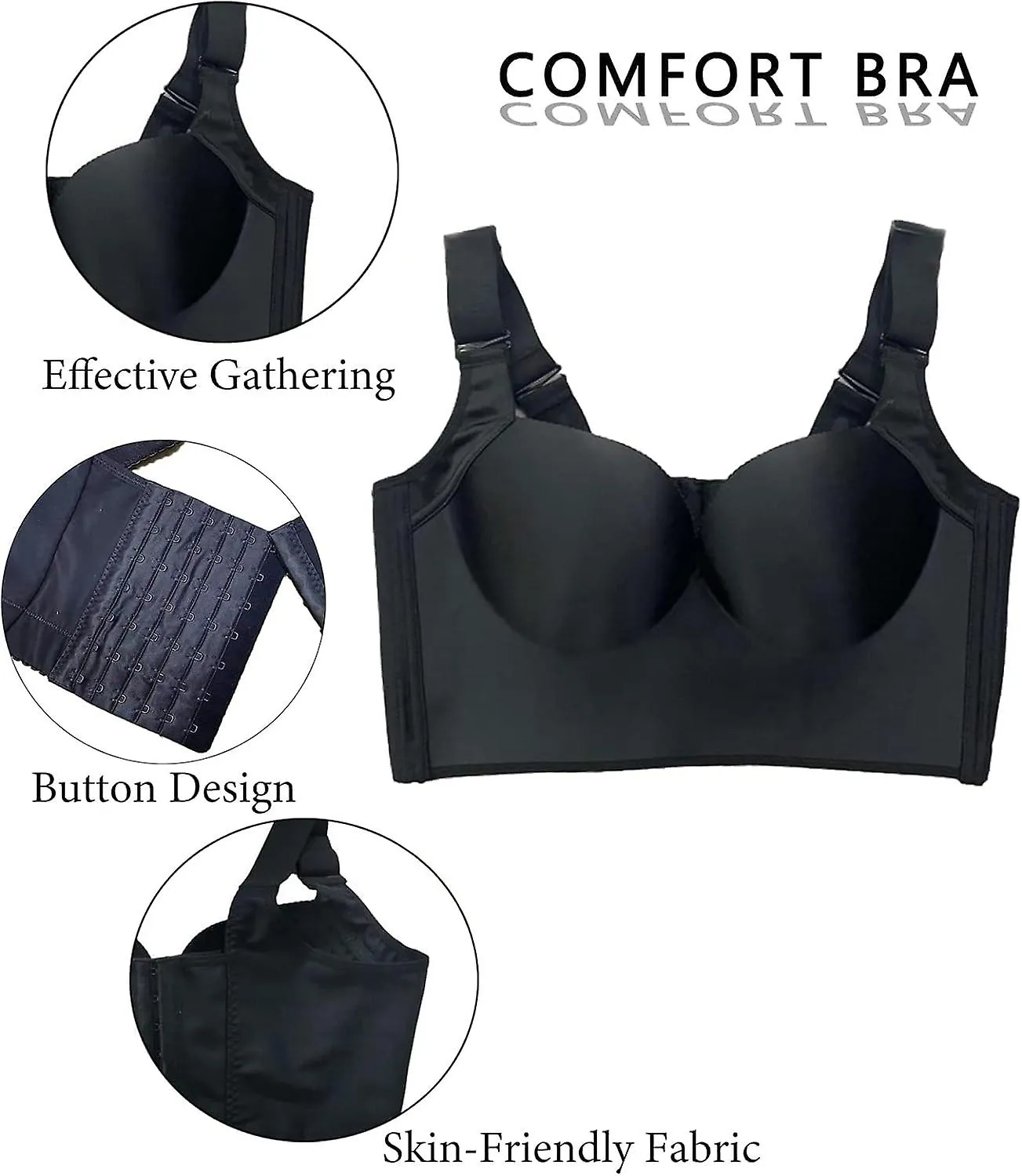 WOMEN PUSH UP DEEP CUP BRA HIDE BACK FAT BRA, WITH BUILTIN FULL BACK COVERAGE BRAS FOR