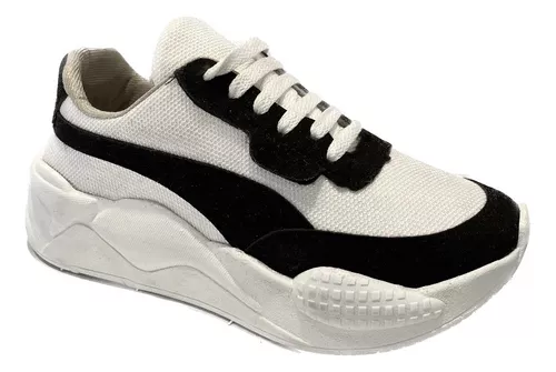 ZAPATILLAS DE DAMA MODA URBANA CóMODA NEGRO BLANCO ARTPUMI