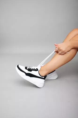 ZAPATILLAS DE DAMA MODA URBANA CóMODA NEGRO BLANCO ARTPUMI