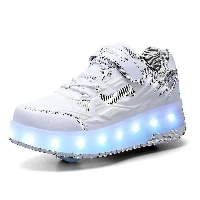 Zapatillas de ruedas para niños Zapatillas de patinaje de ruedas 2 ruedas Zapatillas de deporte deformadas al aire libre Parkour