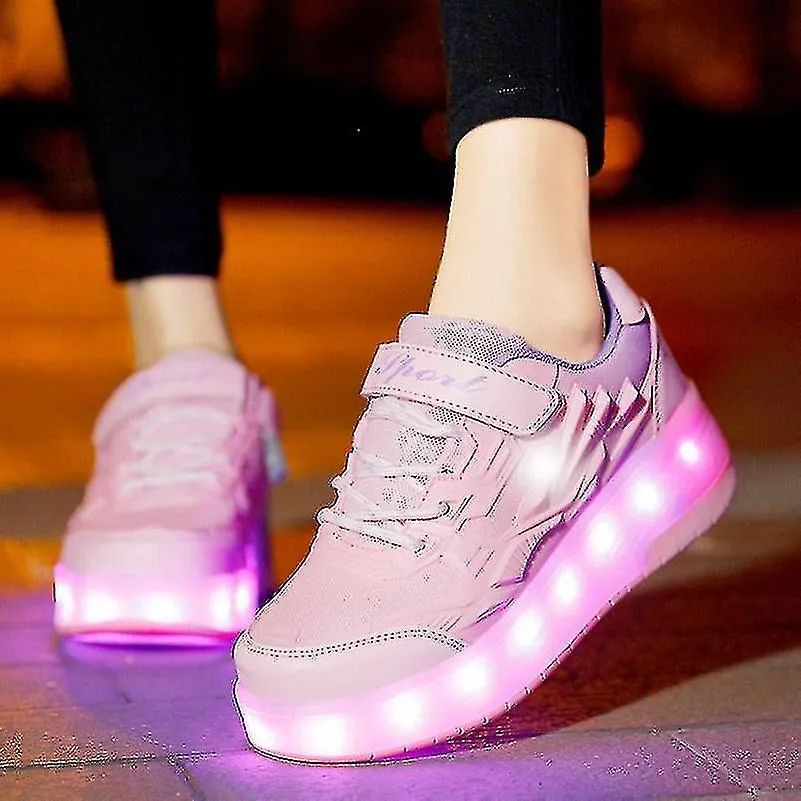 Zapatillas de ruedas para niños Zapatillas de patinaje de ruedas 2 ruedas Zapatillas de deporte deformadas al aire libre Parkour