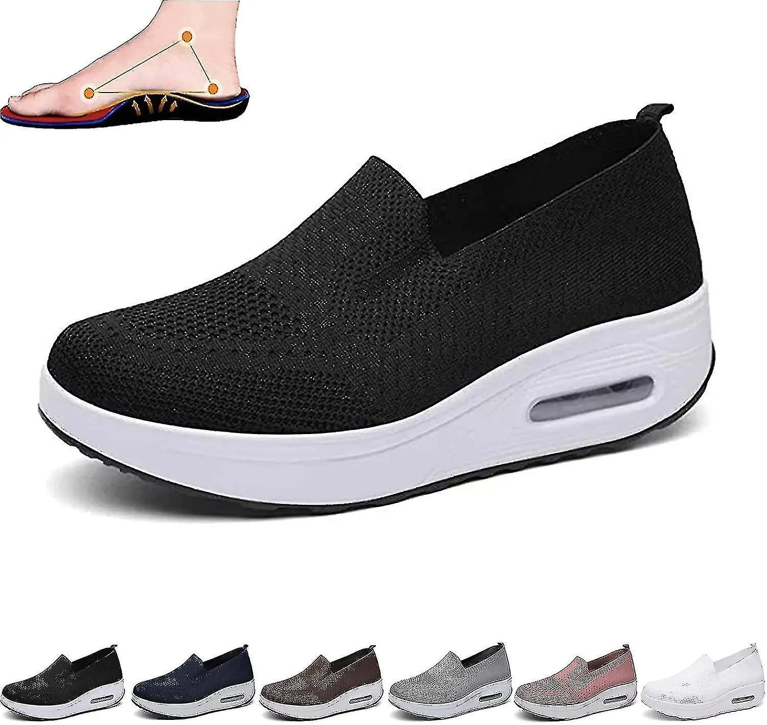 Zapatillas ortopédicas para mujer, zapatillas de malla de plataforma elástica, zapatillas cómodas de moda casual para caminar (n