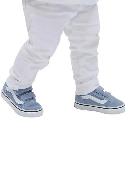 Zapatillas Vans Old Skool Velcro Azul Para Niños