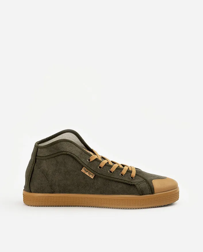 Zapatillas veganas de ca&ntilde;a alta verde para mujer y hombre cipr&eacute;s large musgo