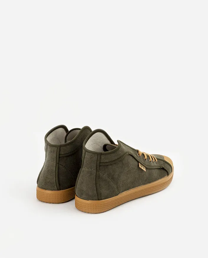 Zapatillas veganas de ca&ntilde;a alta verde para mujer y hombre cipr&eacute;s large musgo