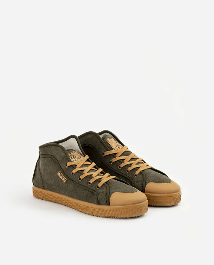 Zapatillas veganas de ca&ntilde;a alta verde para mujer y hombre cipr&eacute;s large musgo