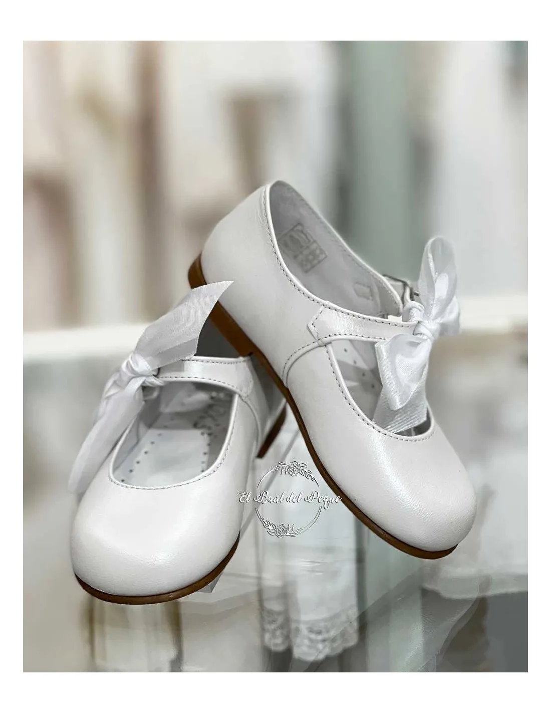 Zapato Mercedes Niña Bebé Hebilla Lazo Gux´s Shoes Blanco