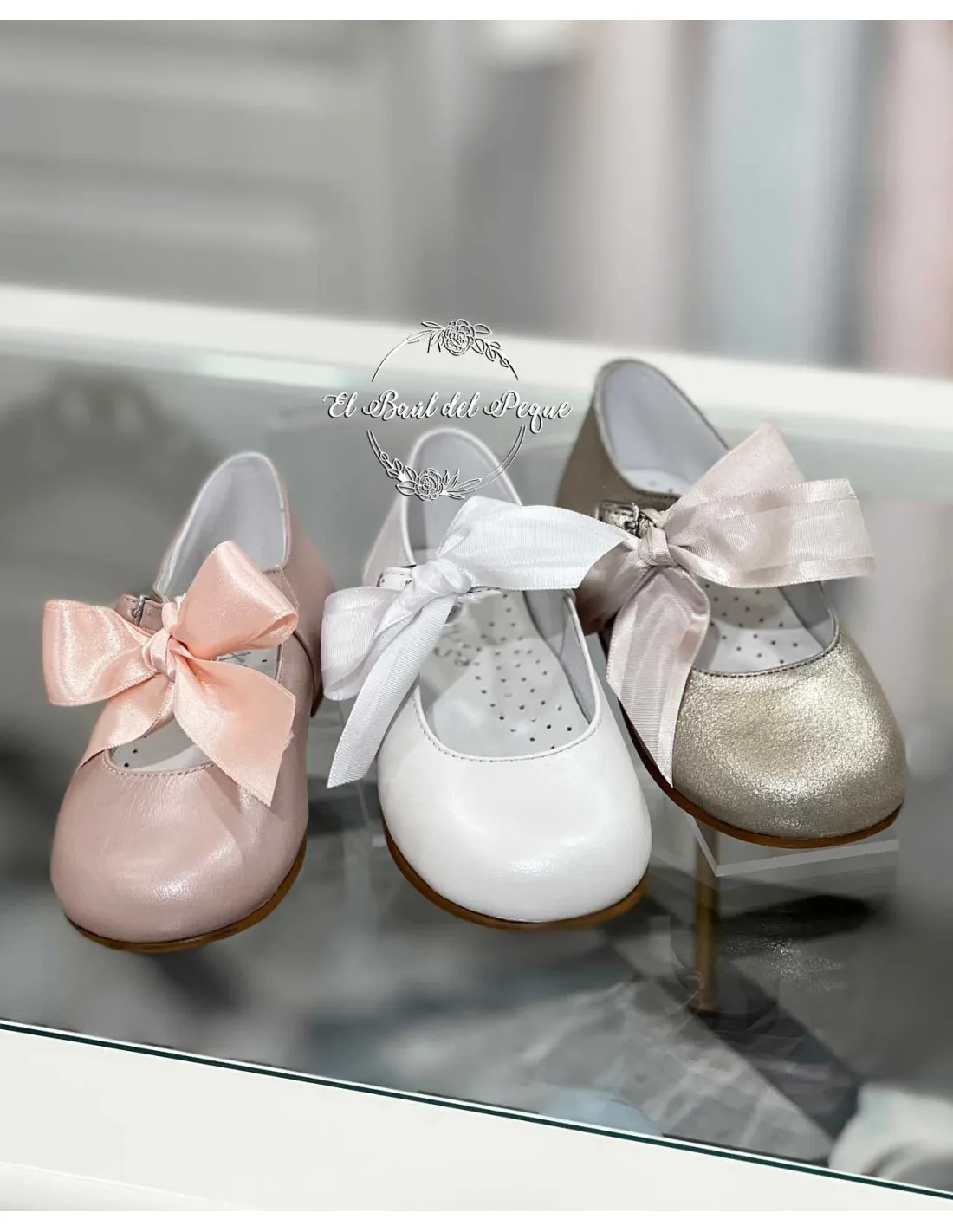 Zapato Mercedes Niña Bebé Hebilla Lazo Gux´s Shoes Blanco