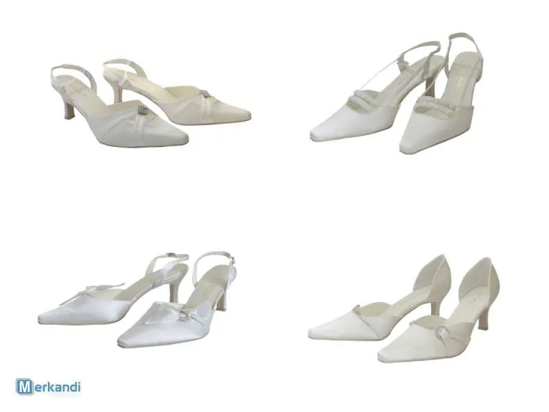 ZAPATOS DE BODA PARA SEÑORAS, ZAPATOS DE SATÉN, TACONES, BEIGE BLANCO