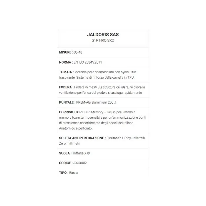 Zapatos de seguridad Jallatte Jaldoris SAS S1P HRO SRC